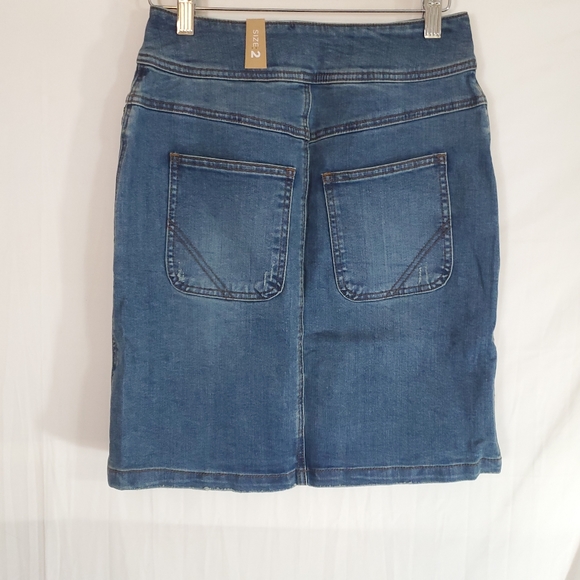 prAna Women’s 2 Broadway True Blue Denim Skirt Zipper Pockets 25" Waist New Tag. - Picture 3 of 4